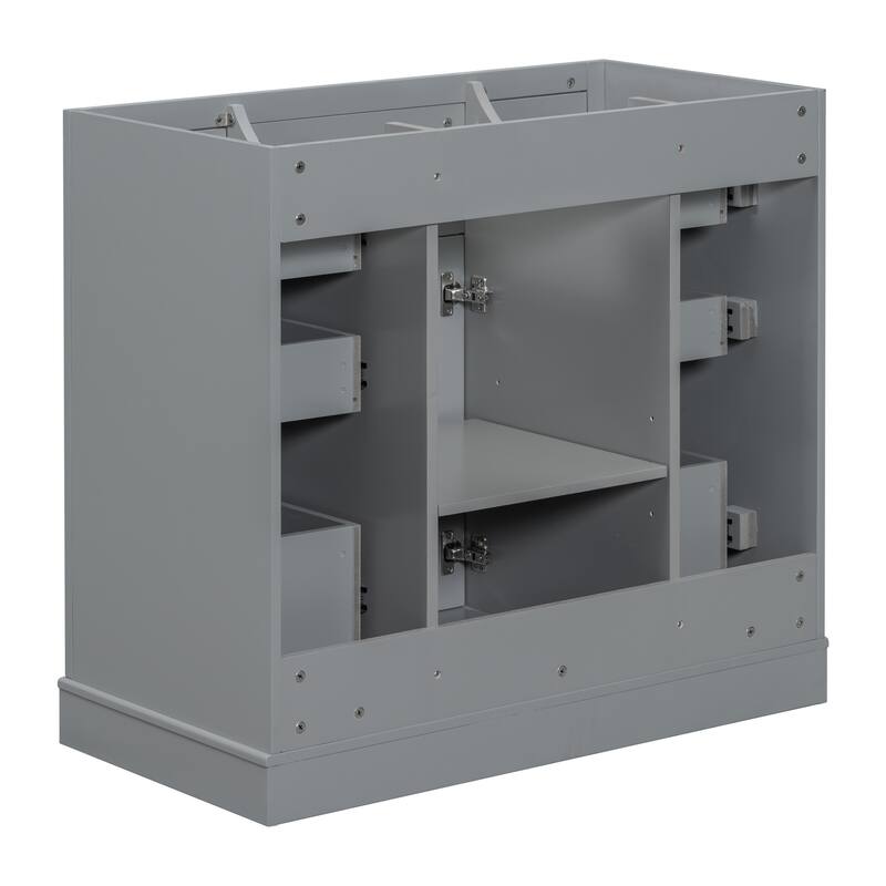 Roomfitters 36" Bathroom Vanity without Sink, Cabinet Base Only, 1 Cabinet and 6 Drawers, MDF and Wood Frame