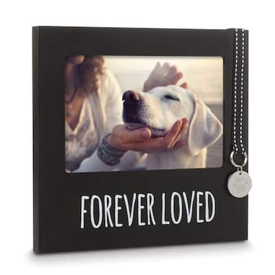 Curata Black Wooden Forever Loved Pet Memorial Remembrance 4x6 Photo Frame