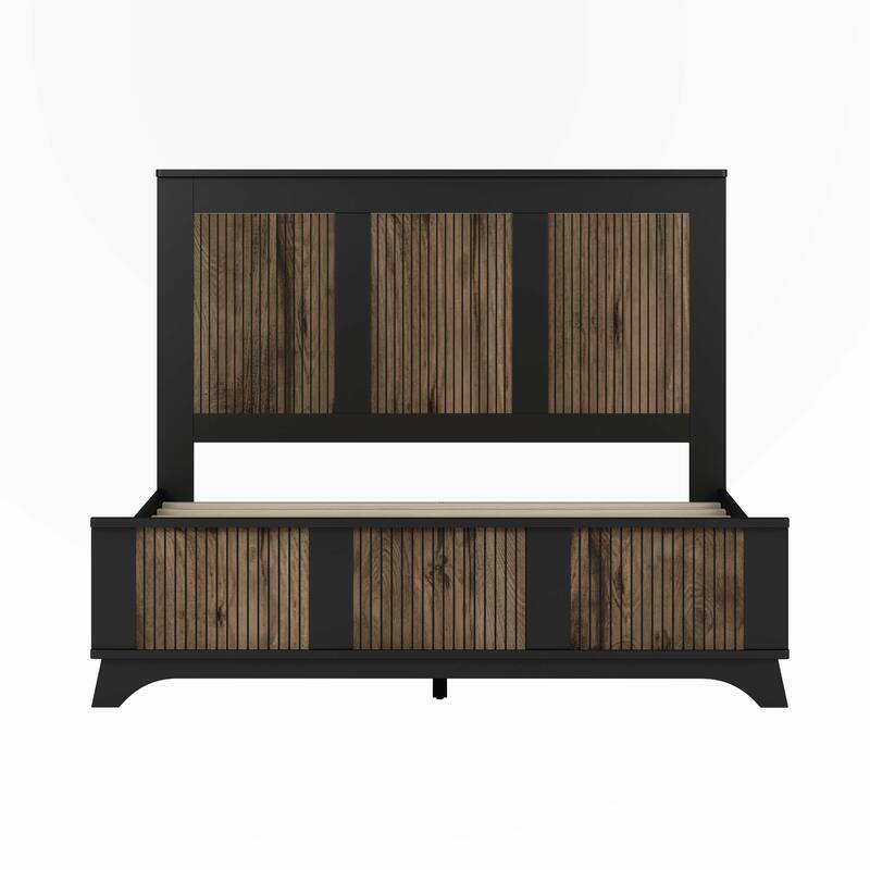 Farmhouse Wooden Platform Queen Size Bed