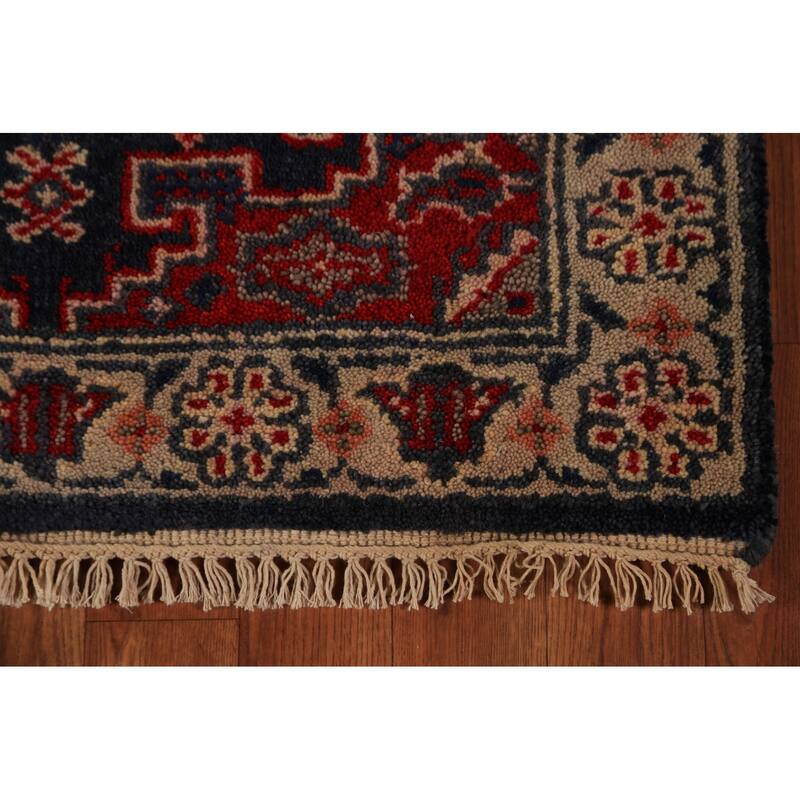 Geometric Viss Indian Runner Rug Handmade Wool Carpet - 2'7"x 8'0"