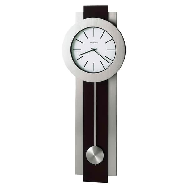slide 2 of 2, Howard Miller Dark Brown and Silver Plastic and Glass Wall Clock