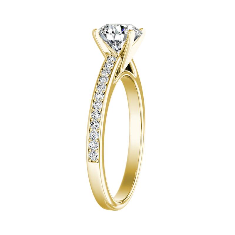 Auriya 3/4ct Cushion-cut Moissanite and Diamond Engagement Ring 14k Gold 1/6ct TDW