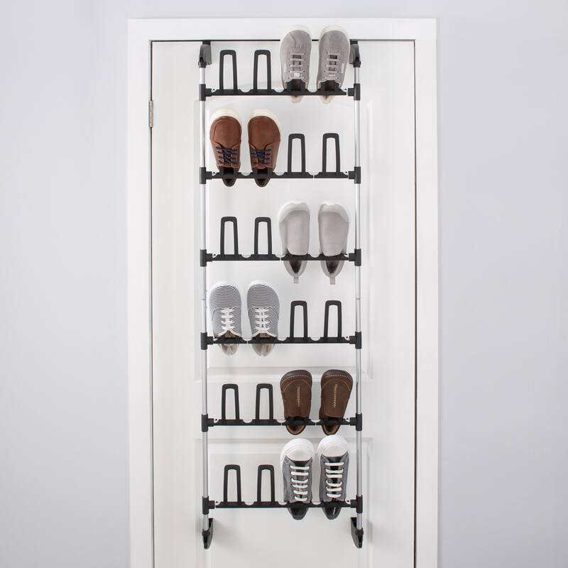 Organize It All 12 Pair Over the Door Shoe Rack - 19 X 6.25 X 59"