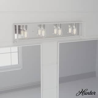 Hunter Squire Manor 4-Light Vanity Wall Light - Modern Farmhouse, Transitional - Damp Rated!