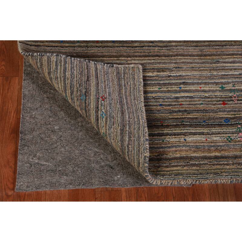 Hand Knotted Oriental 100% Wool Carpet Tribal Stripe Multi-Colored Gabbeh Area Rug - 9' 9'' X 7' 11''