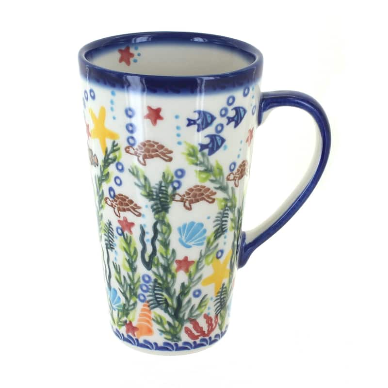 Blue Rose Polish Pottery 468 Vena Large Coffee Mug
