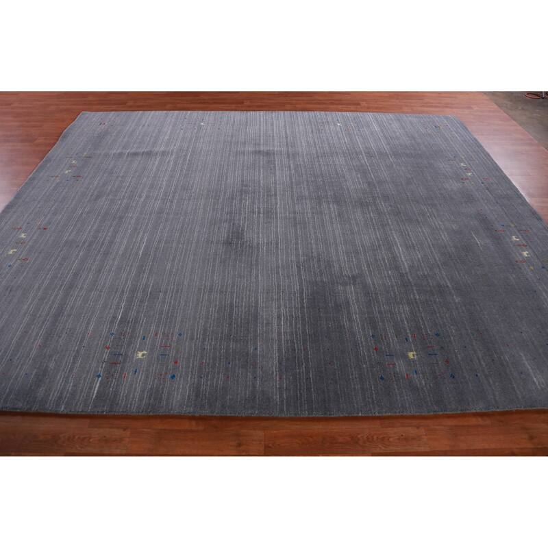 Hand Knotted Oriental 100% Wool Carpet Tribal Tribal Greys & Charcoal Gabbeh Area Rug - 10' 1'' X 8' 3''