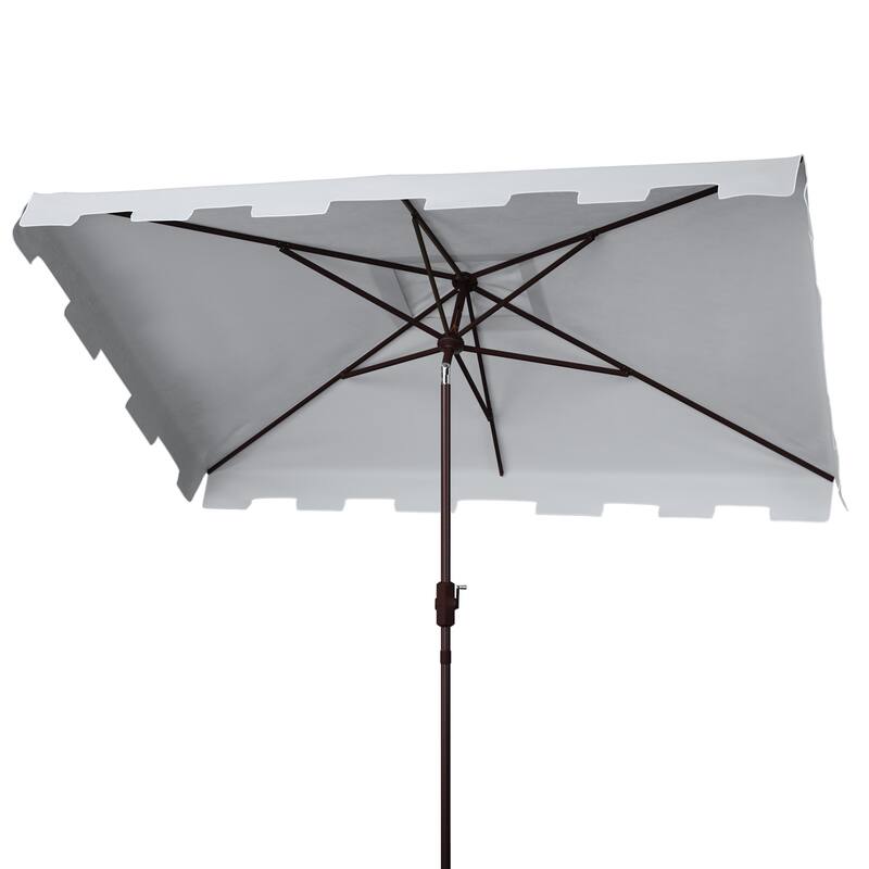 SAFAVIEH Outdoor Living Zimmerman 6.5 x 10-foot Rectangularangular Market Umbrella - Grey/White