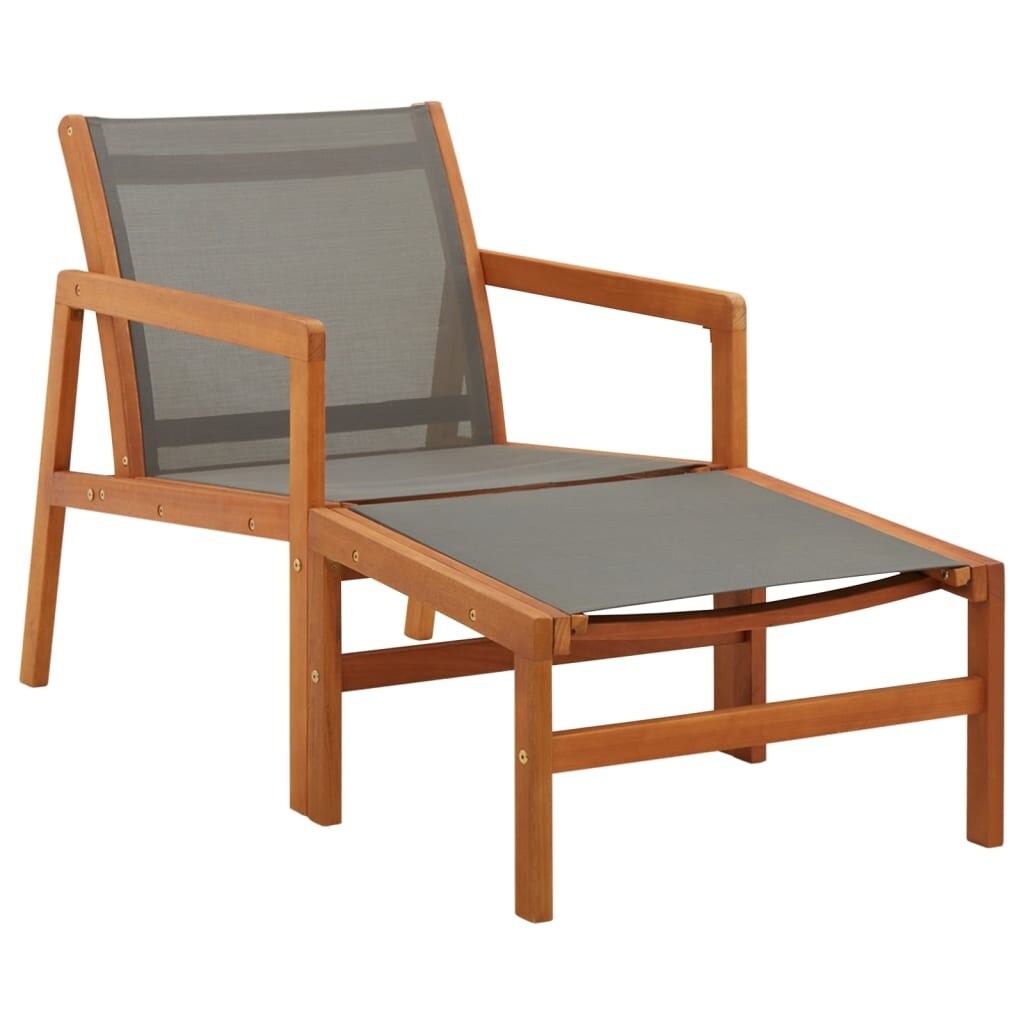 vidaXL Patio Chair with Footrest Solid Eucalyptus Wood Textilene