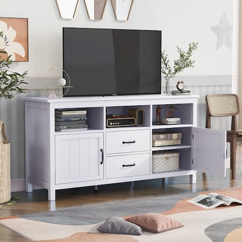 TV Stand for TV up to 68 in with 2 Doors and 2 Drawers, Sideboard