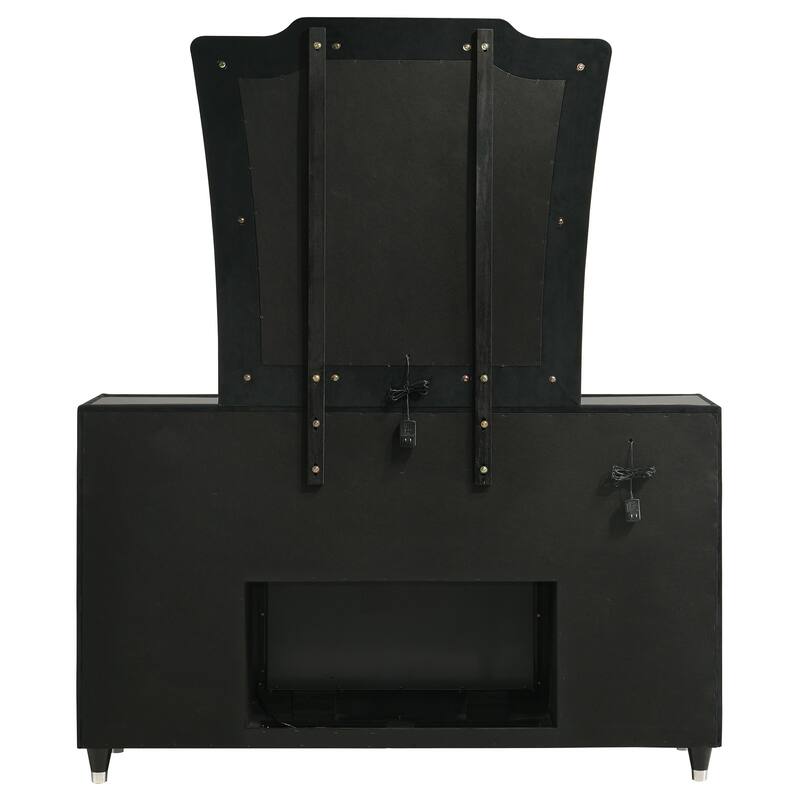 Lorient 8-drawer LED Flame Box Dresser and Mirror Black