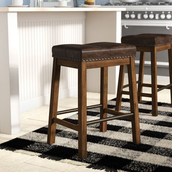 Copper Grove Hanoi Brown 24-inch Backless Bar Stools (Set of