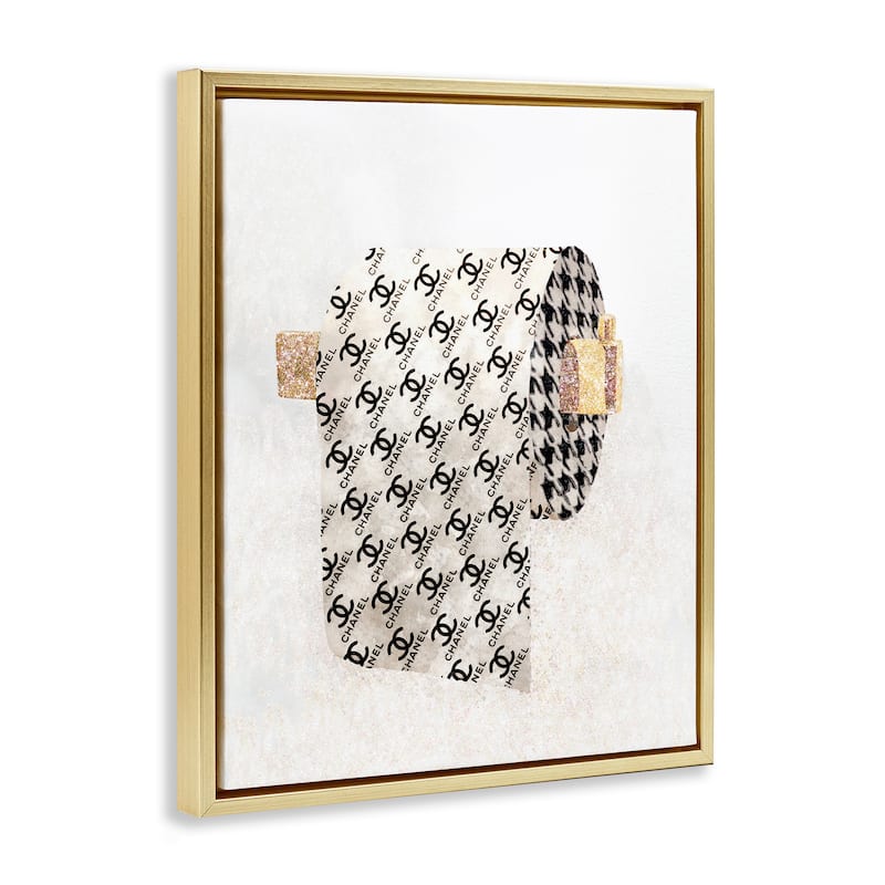 Stupell Fashion Glam Toilet Paper Designer Detailing Floater Frame - Off-White
