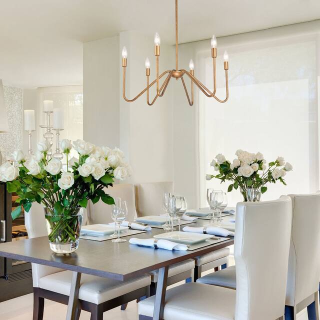 Modern Contemporary 6-light Metal Candle Chandelier for Dining Room