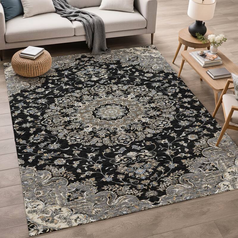 Machine Washable Indoor/ Outdoor Traditional Niko Chantille Rug
