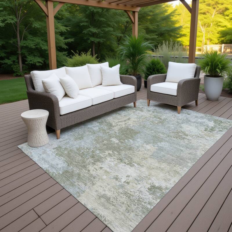 Machine Washable Indoor/ Outdoor Chic Modern Chantille Rug