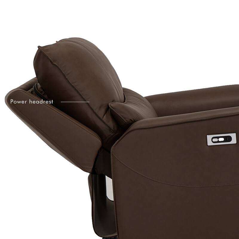 48.5" W Faux Leather Dual-Power Oversized Width Seat Recliner with USB & USB-C Charging, Ajustable Headrest