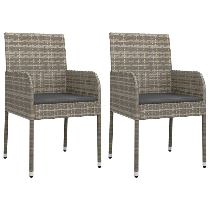 vidaXL Patio Chairs with Cushions 2 pcs Poly Rattan Black