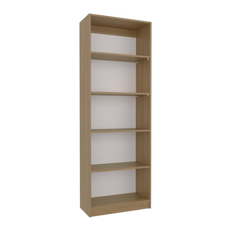 Home 4 Shelves Bookcase, Wide, With Multi-Tiered Storage, Display Shelves, Natural Oak