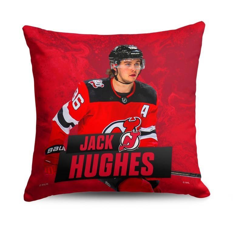 NHL Player 18 Inch Throw Pillow - 18" x 18" - Jack Hughes New Jersey Devils