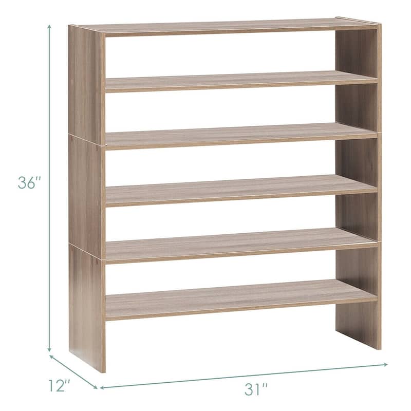3-Piece Multipurpose MDF Stackable Storage Shoe Rack with 2-Tier Shelves for Hallway or Living Room - 31"x 12"x36" (L x W x H)