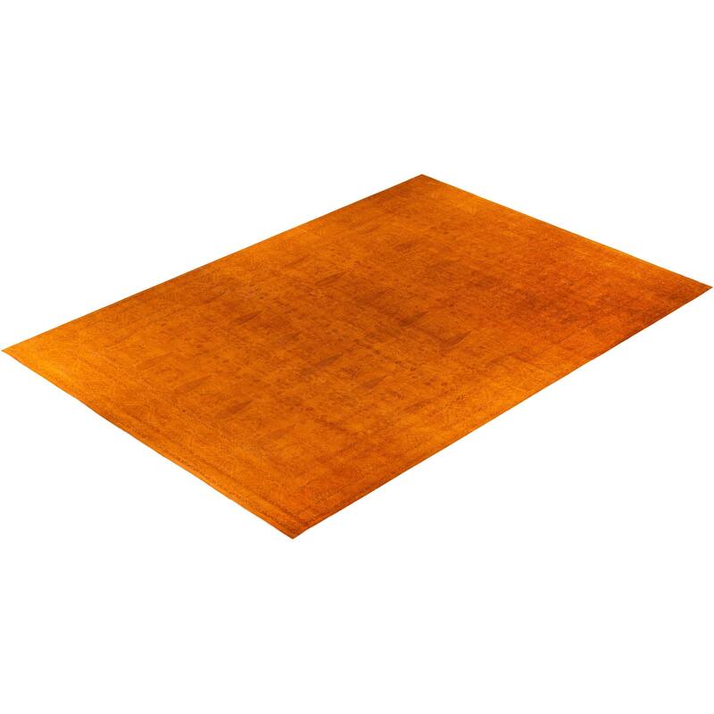 Overdyed, One-of-a-Kind Hand-Knotted Area Rug - Orange - 12' 4" x 17' 5"