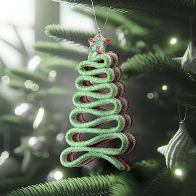 5" Acrylic Ribbon Candy Tree Ornament Set of 6