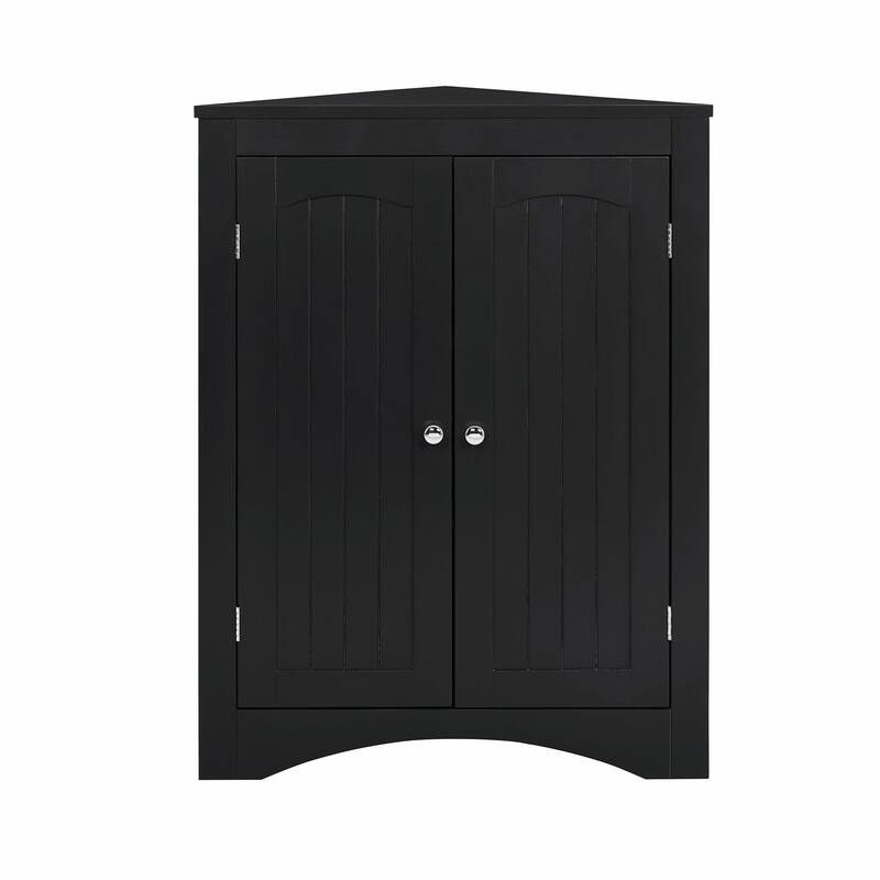 Corner Cabinet with Doors & Shelves: Ideal for Bathroom, Kitchen, or Living Room. Stylish Free-Standing Storage