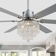 preview thumbnail 2 of 18, Cusp Barn 65" Ceiling Fan with Light and Remote,Modern Gorgeous Crystal Light Fixture,Silent Reversible Motor Fan Light,6-Speeds Chrome