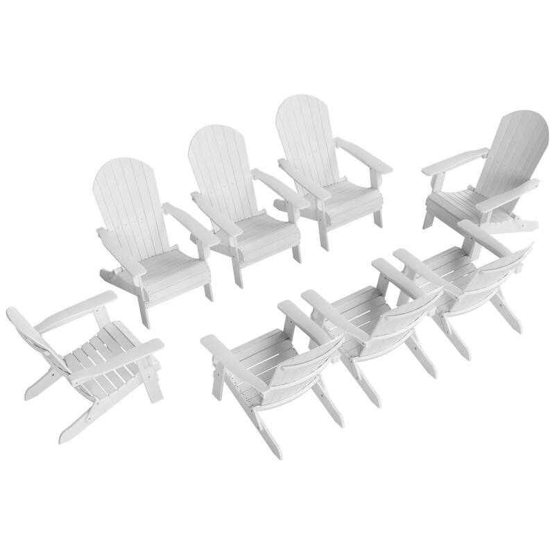Vineyard HIPS Outdoor Folding Eco-Friendly All Weather Seashell Adirondack Chairs (8-Piece Conversation Set)