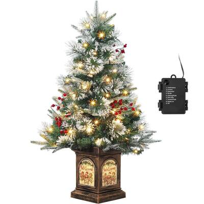 3ft Pre-lit Artificial Christmas Tree with 78 LED Lights, Gingerbread Man Base