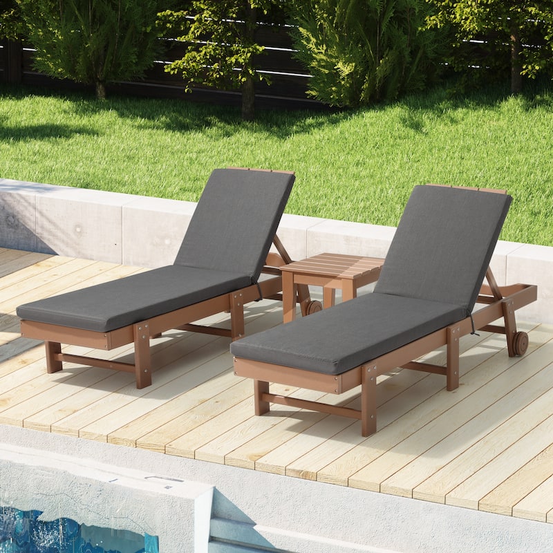 Polytrends Fading Free All Weather Outdoor Patio Chaise Lounge Cushions - (Set of 2) - 70" x 21.5" - Grey