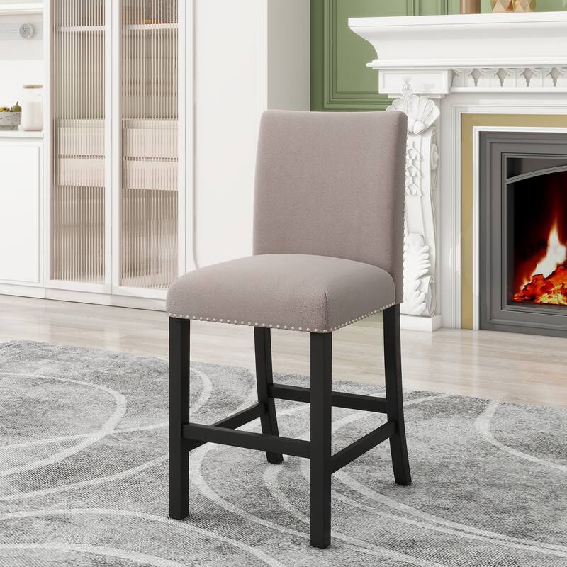 5-piece Counter Height Dining Table Set with 4 Velvet Upholstered Dining Chairs Faux Marble Desktop Square Dining Table