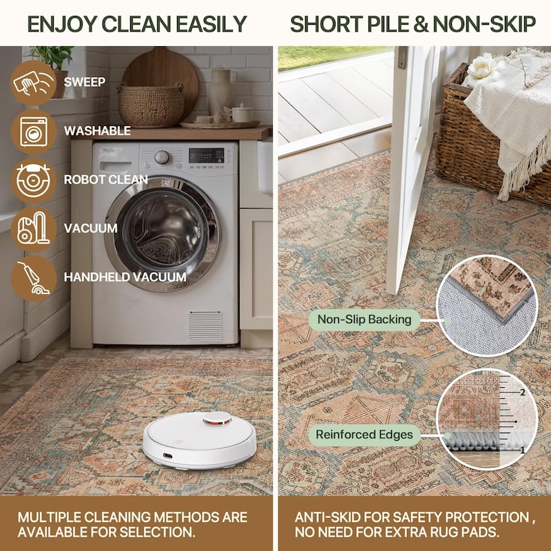 Mcow EverEase Collection Low Pile Machine Washable Non-Slip Area Rug
