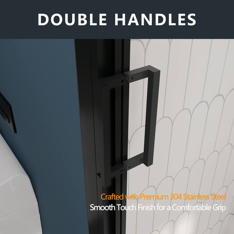 3-Panel Sliding Framed Shower Door in Matte Black Finish
