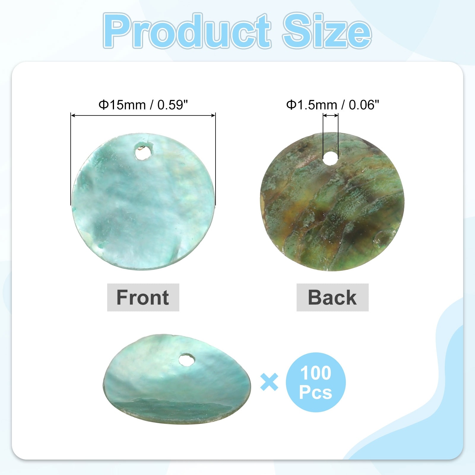 Flat Round Shell Coin Beads, Colorful Drop Charm Beads, Shell Discs Charm with Hole DIY Craft Bracelet Necklace Jewelry Making