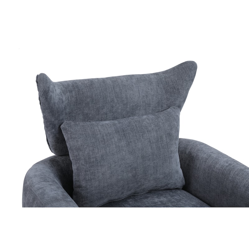 Blue-Gray 29.9" Swivel Accent Chair with Pillow