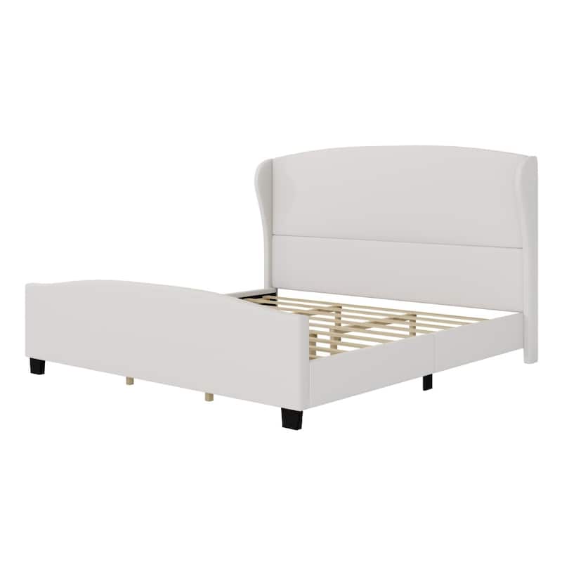 51" High Headboard Wingback Linen Upholstered Bed