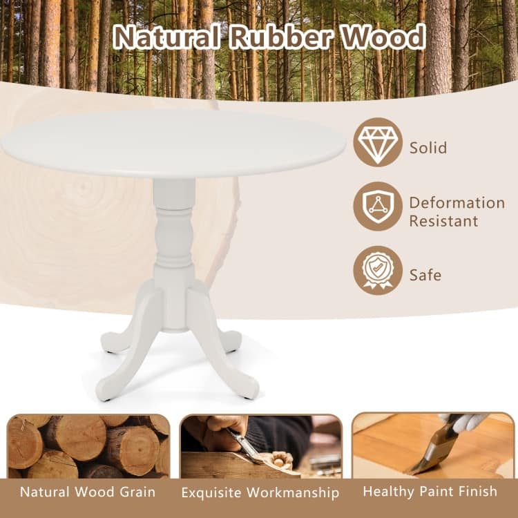 Rubber Wood Round Dining Table with Curved Legs and Adjustable Foot Pads - 40 x 40 x 29 inch (L x W x H)