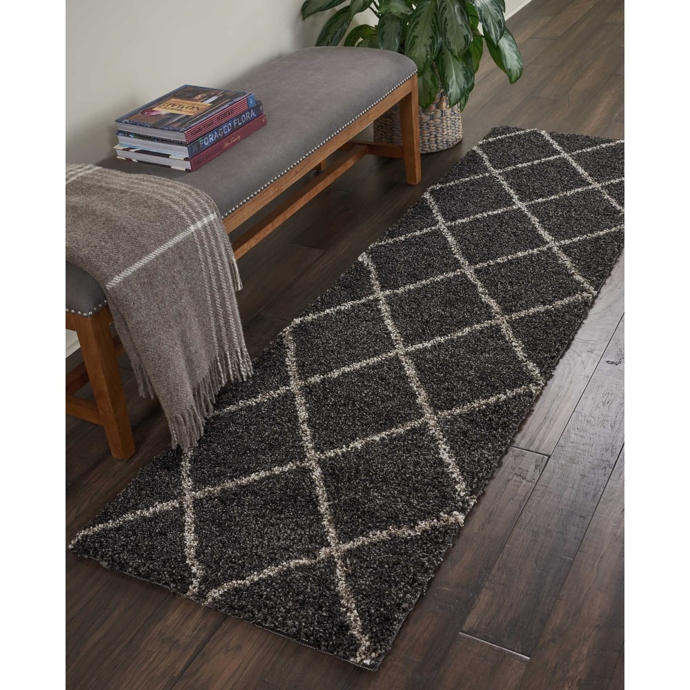 Nourison Brisbane Large Diamond Geometric Modern Shag Area Rug