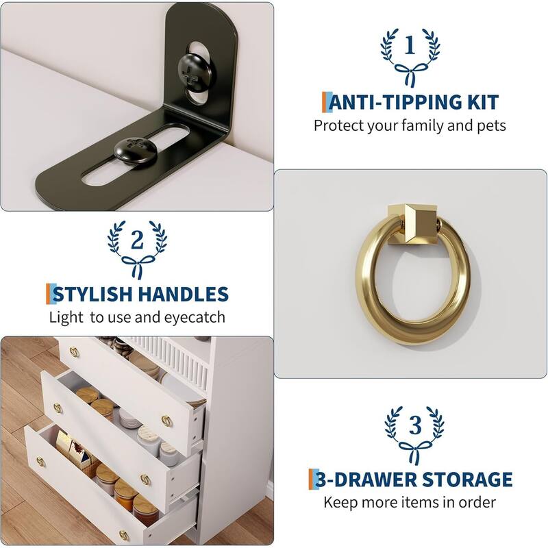 6 Tier Fluted Bookshelf Storage Drawers Bookcase for Living Room, Office, Bedroom