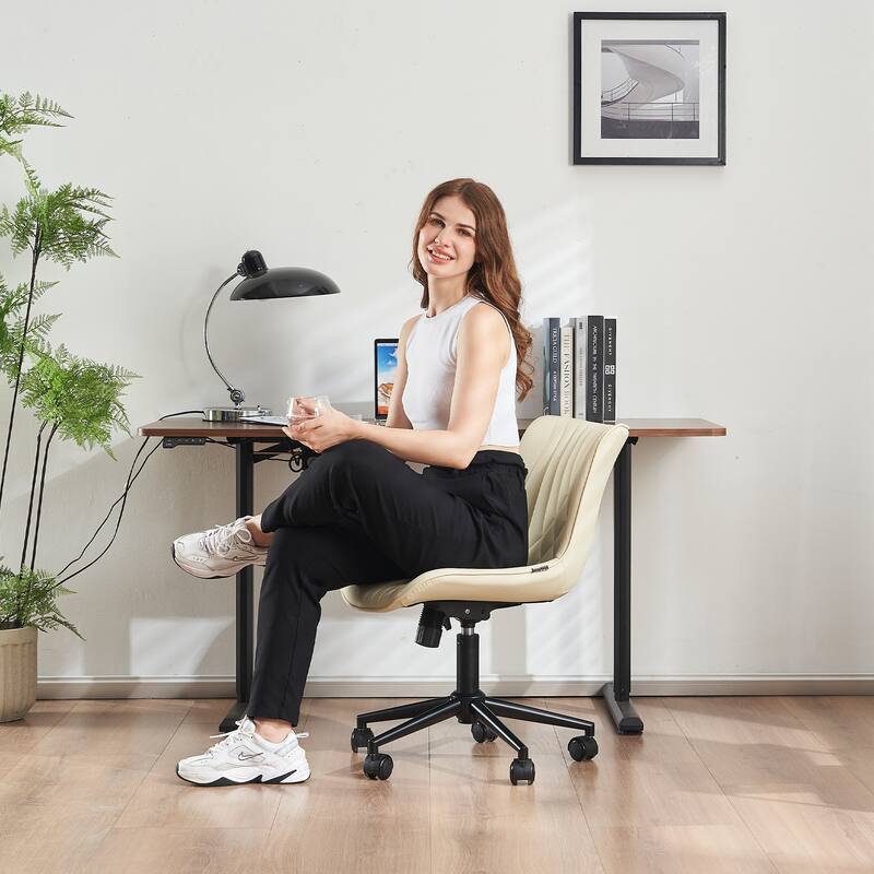 Armless Office Chair Swivel Home Office Desk Chairs with Wheels