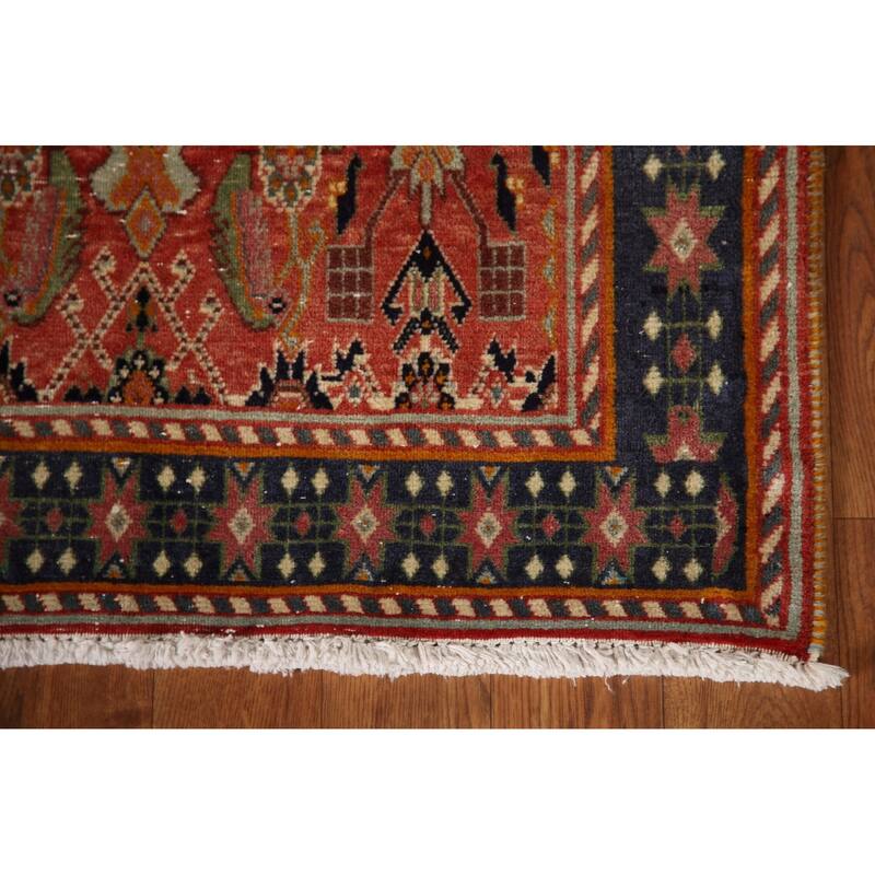 Shiraz Kashkoli Persian Vintage Runner Rug Handmade Wool Carpet - 3'3"x 9'9"