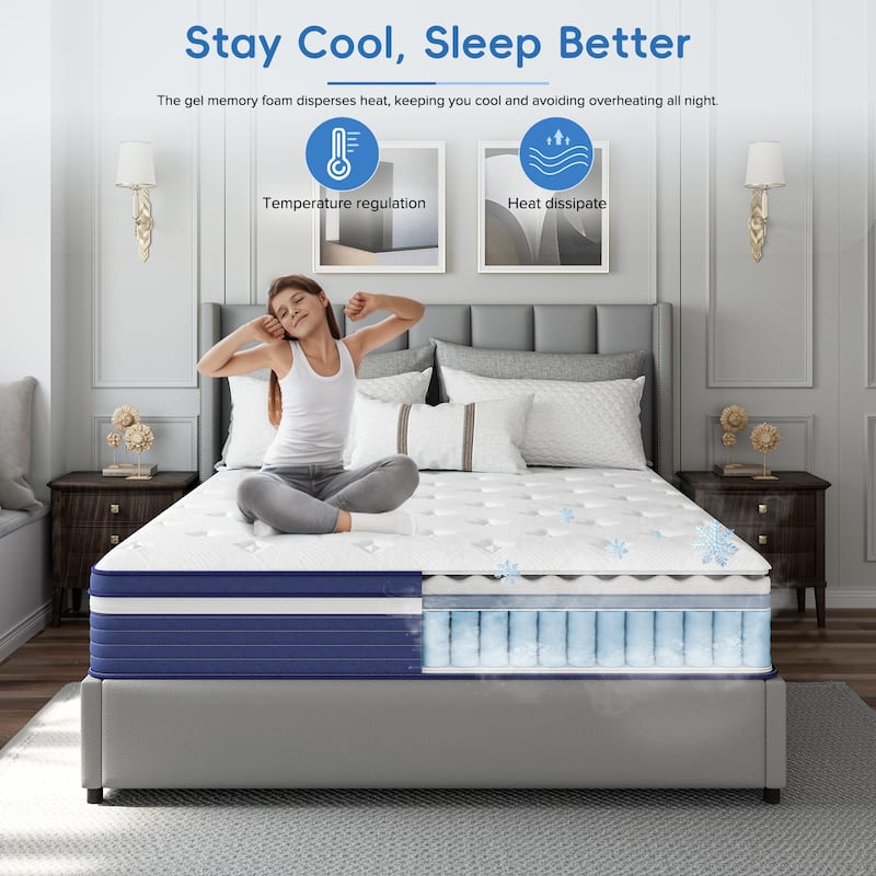 IFLUOUS 10in. Innerspring Hybrid Cooling and Breathable Medium Firm Mattress with CertiPUR-US, SGS and OEKO-TEX Certified