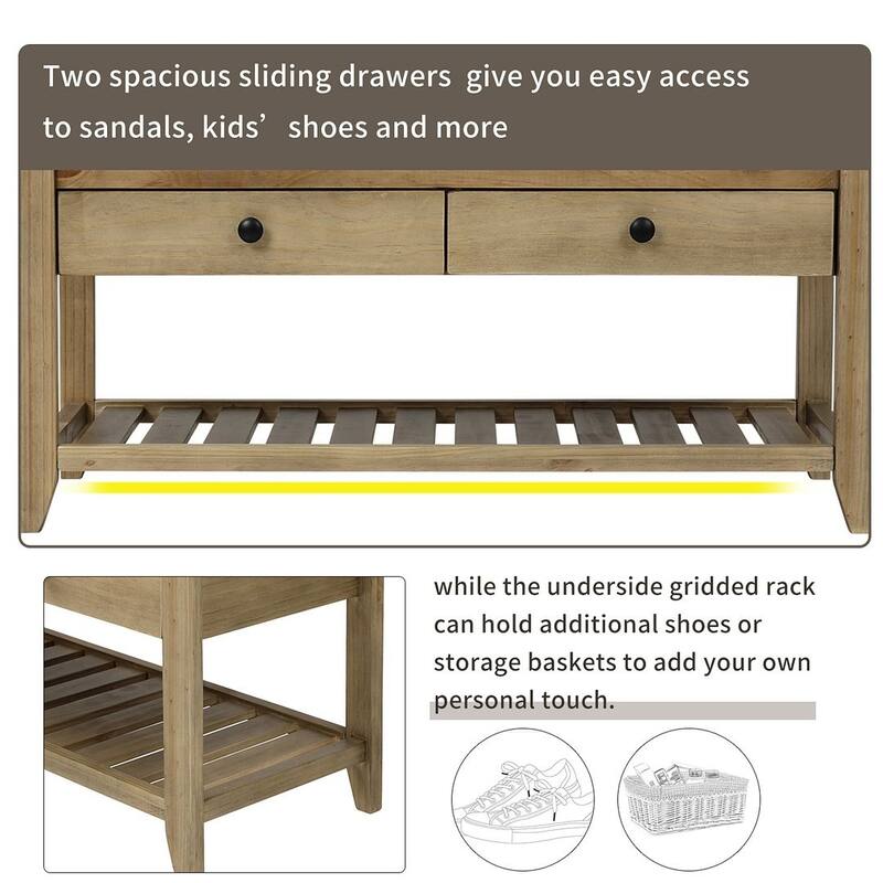 39" Modern Versatile Entry Upholstered Storage Bench with Shoe Rack and Drawers