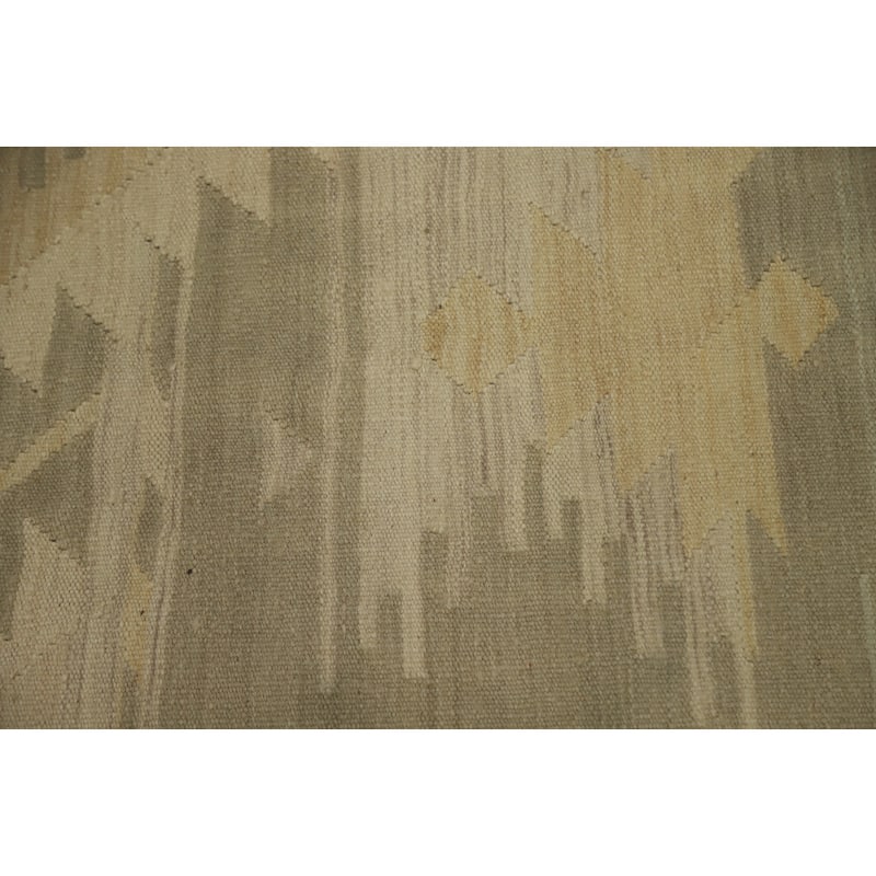 Hand Woven Oriental 100% Wool Carpet Southwestern Tribal Beige & Ivories Kilim Area Rug - 8' 3'' X 4' 10''
