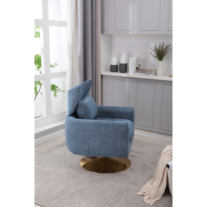 Blue 29.9" Swivel Accent Chair with Pillow
