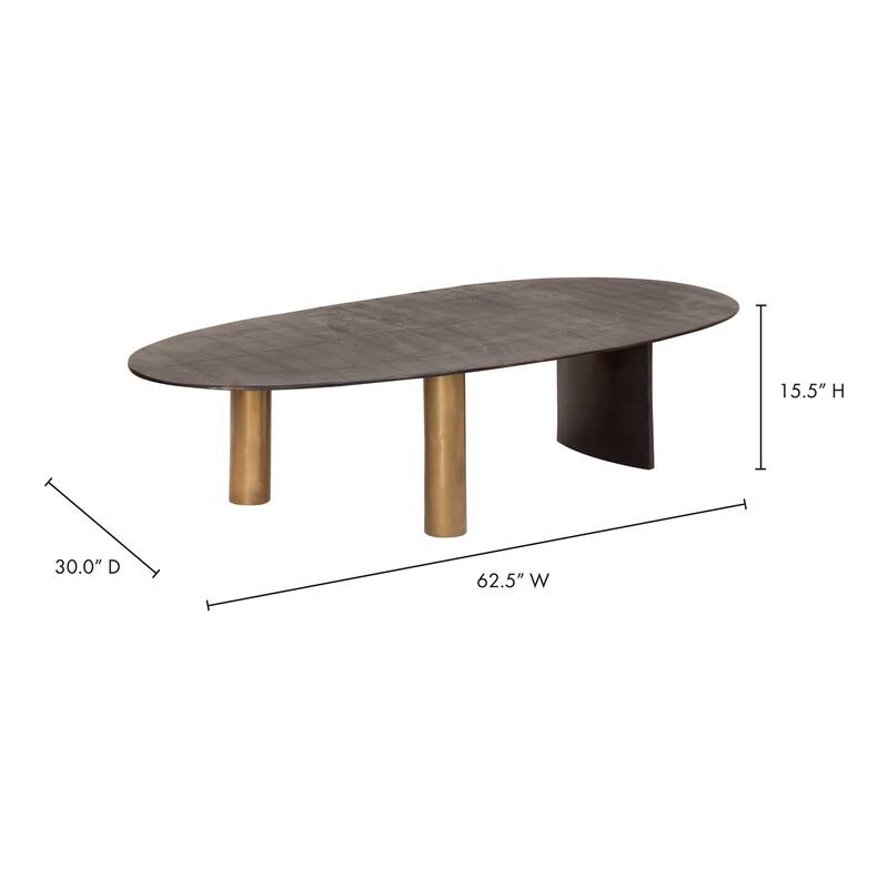 NADAAL STUDIOS Vynessa Coffee Table, Solid Aluminum Construction, Organic Oval Shape, Black