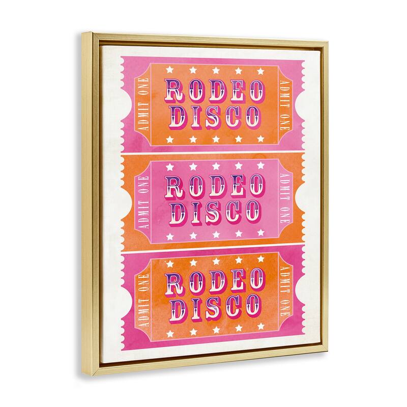 Stupell Rodeo Disco Ticket Stubs Framed Floater Canvas Wall Art Design By Susan Arnot