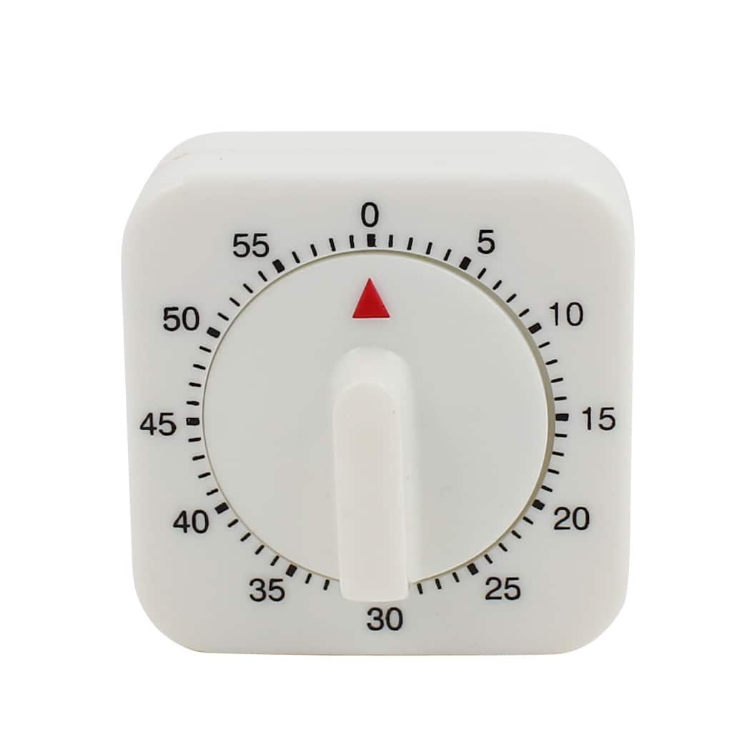 2.4x2.4x1.3-Inch 60 Mins Mechanical Kitchen Timer Square Pendulum Clock - White